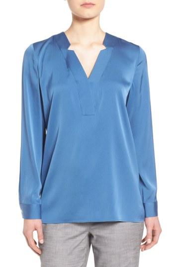 Women's Classiques Entier Notched V-neck Stretch Silk Blouse