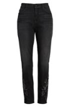 Women's Jen7 Embroidered Ankle Skinny Jeans - Black