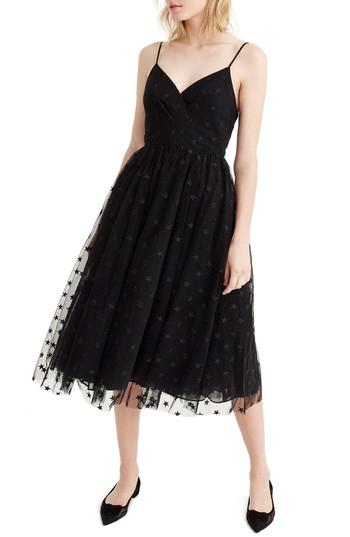 Women's J.crew Spaghetti Strap Star Tulle Dress - Black