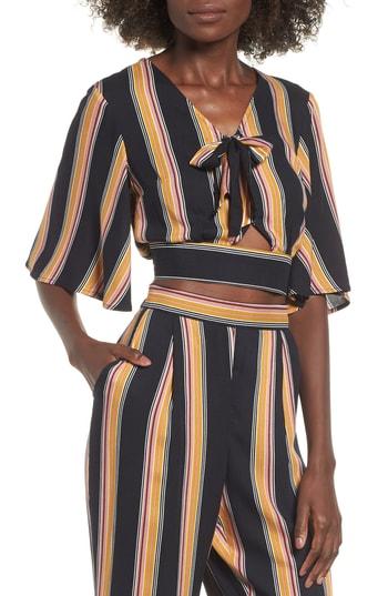 Women's Band Of Gypsies Gigi Stripe Crop Top - Black