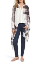 Women's Caslon Ikat Plaid Dip Dye Wrap, Size - Ivory