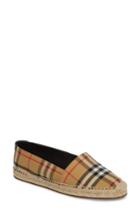 Women's Burberry Hodgeson Check Espadrille Flat Us / 35eu - Beige