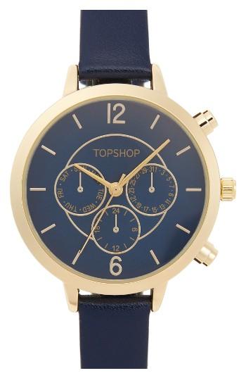 Women's Topshop Chronograph Leather Strap Watch, 35mm