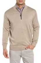 Men's Peter Millar Crown Soft Wool Blend Quarter Zip Sweater, Size - Beige