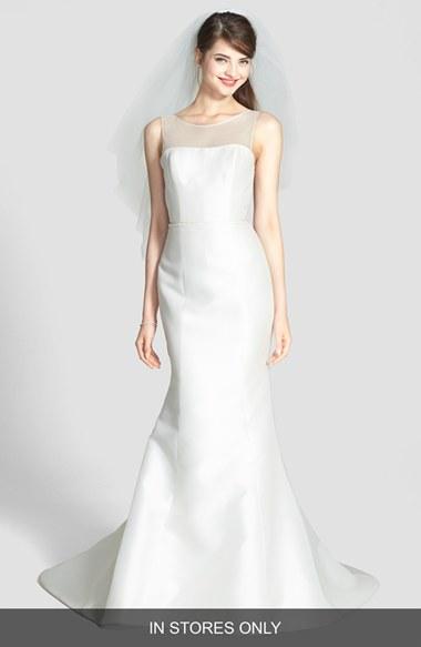 Women's Amsale 'preston' Silk Magnolia Sheath Wedding Dress