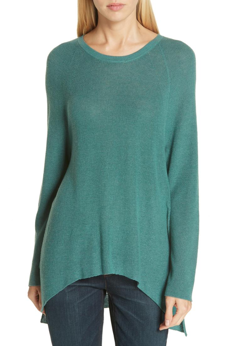 Women's Eileen Fisher Tencel Lyocell Blend Sweater, Size - Green