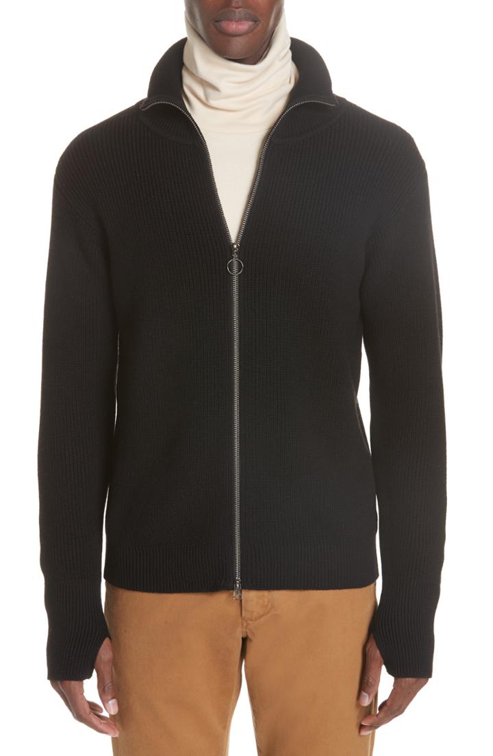 Men's Barena Venezia Zip Wool Sweater - Black