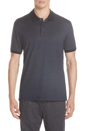 Men's Ermenegildo Zegna Cotton & Silk Polo Shirt Us / 52 Eu R - Blue