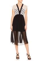 Women's Sandro Lace & Chiffon Midi Dress - Black