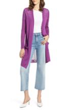 Petite Women's Halogen Long Linen Blend Cardigan P - Purple