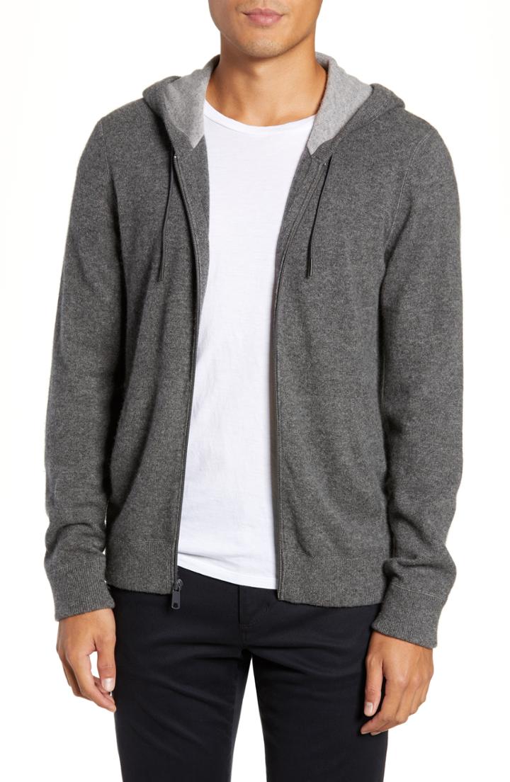 Men's Vince Regular Fit Cashmere Zip Hoodie - Grey