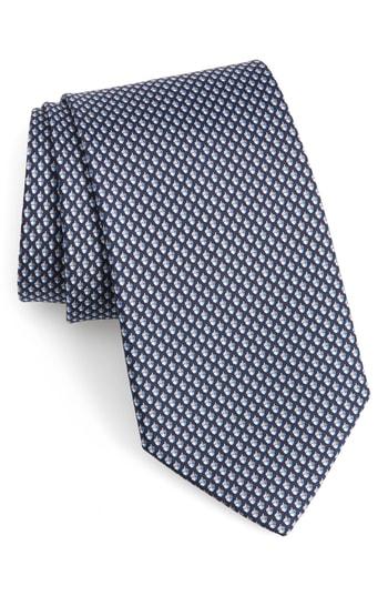 Men's Salvatore Ferragamo Form Print Silk Tie, Size - Blue