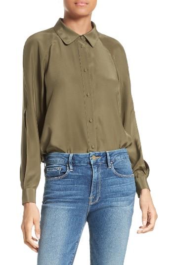 Women's Frame Split Sleeve Silk Blouse