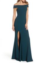 Women's Dress The Population Jackie Off The Shoulder Crepe Trumpet Gown, Size - Green