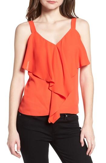 Women's Trouve Ruffle Front Tank, Size - Red