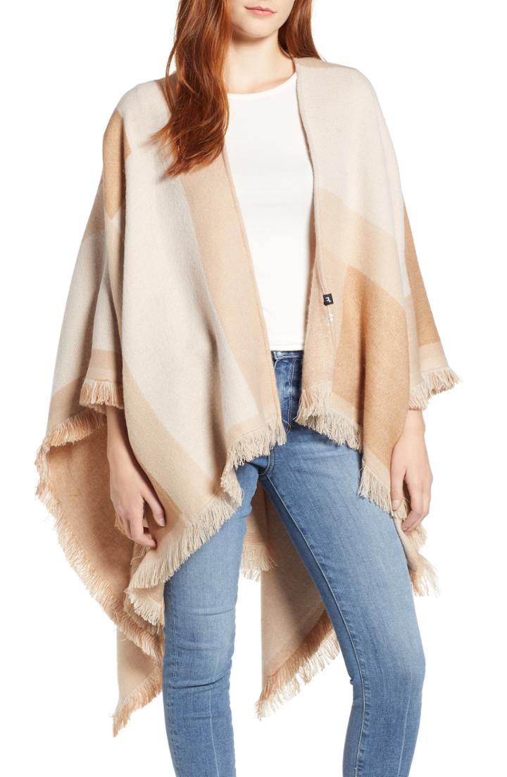 Women's Echo Colorblock Ruana, Size - Beige