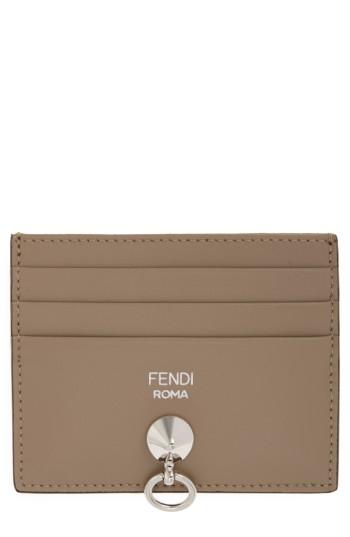 Women's Fendi Liberty Calfskin Card Case - Grey