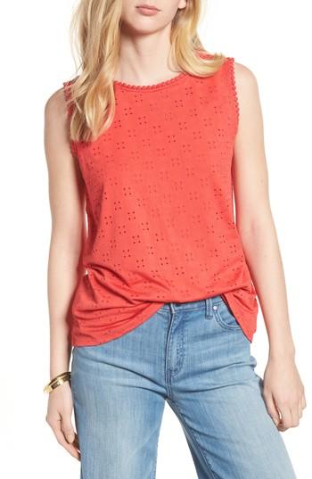 Women's Halogen Eyelet Knit Tank - Coral