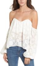 Women's 4si3nna Burnout Off The Shoulder Top - White