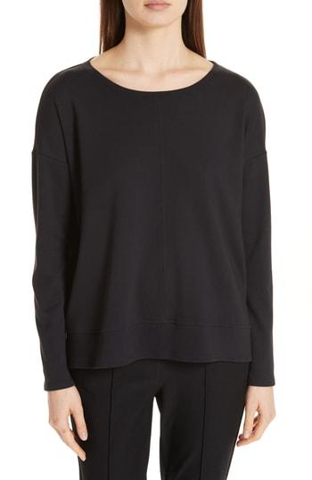 Women's Eileen Fisher Boxy Organic Cotton Knit Top - Black