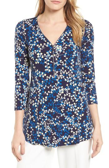Women's Chaus Vivid Springs Zip Front Blouse - Blue