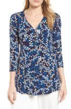 Women's Chaus Vivid Springs Zip Front Blouse - Blue