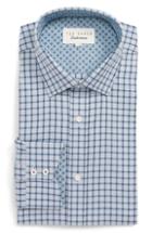 Men's Ted Baker London Ambrer Trim Fit Check Dress Shirt - 32/33 - Grey