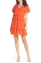 Women's Nsr V-neck Ruffle Blouson Dress - Orange