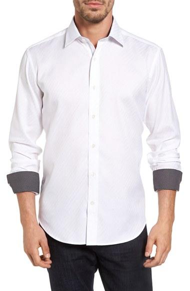 Men's Bugatchi Shaped Fit Textured Sport Shirt