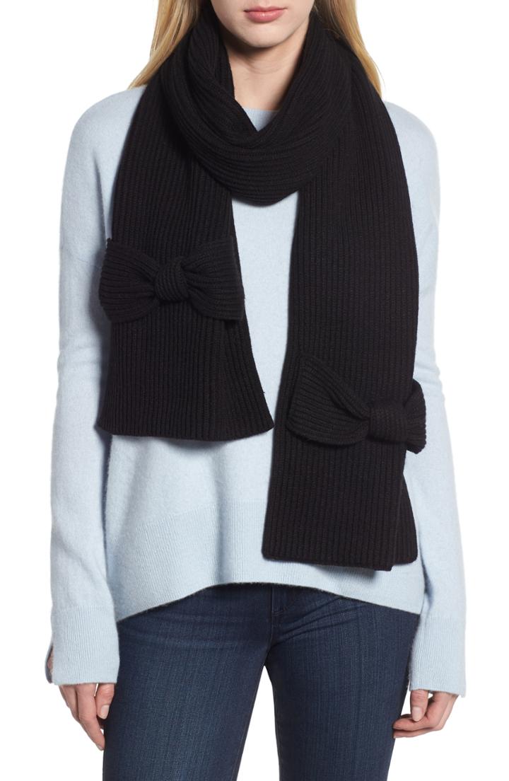 Women's Kate Spade New York Solid Bow Muffler, Size - Black