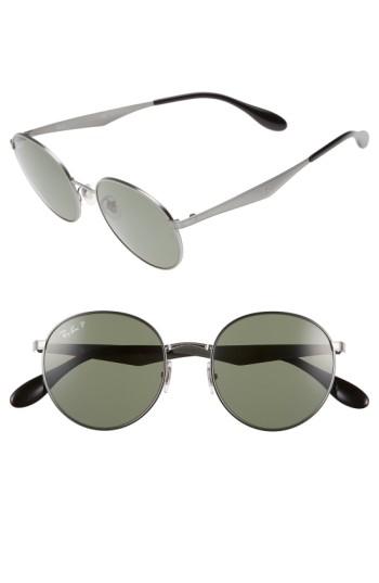 Women's Ray-ban Highstreet 51mm Round Sunglasses - Shiny Gunmetal