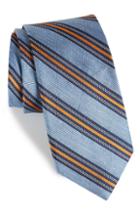 Men's The Tie Bar Rangel Stripe Silk & Linen Tie, Size X-long - Blue