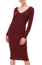Women's Topshop Ribbed Body-con Midi Dress Us (fits Like 0) - Burgundy