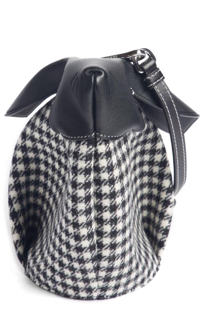 Loewe Mini Bunny Tweed & Leather Crossbody Bag With Genuine Shearling Trim -