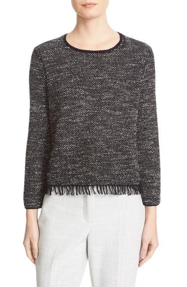 Women's Theory Vendla Tweed Fringe Sweater