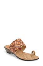 Women's Love And Liberty Sahalie Embellished Toe Ring Slide Sandal M - Orange