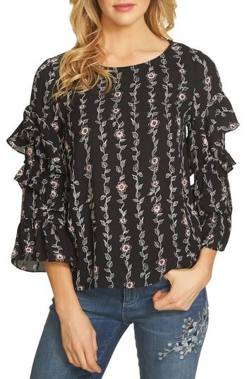 Women's Cece Printed Ruffle Sleeve Blouse