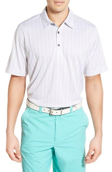 Men's Cutter & Buck 'hamden Jacquard Stripe' Drytec Moisture Wicking Golf Polo - White