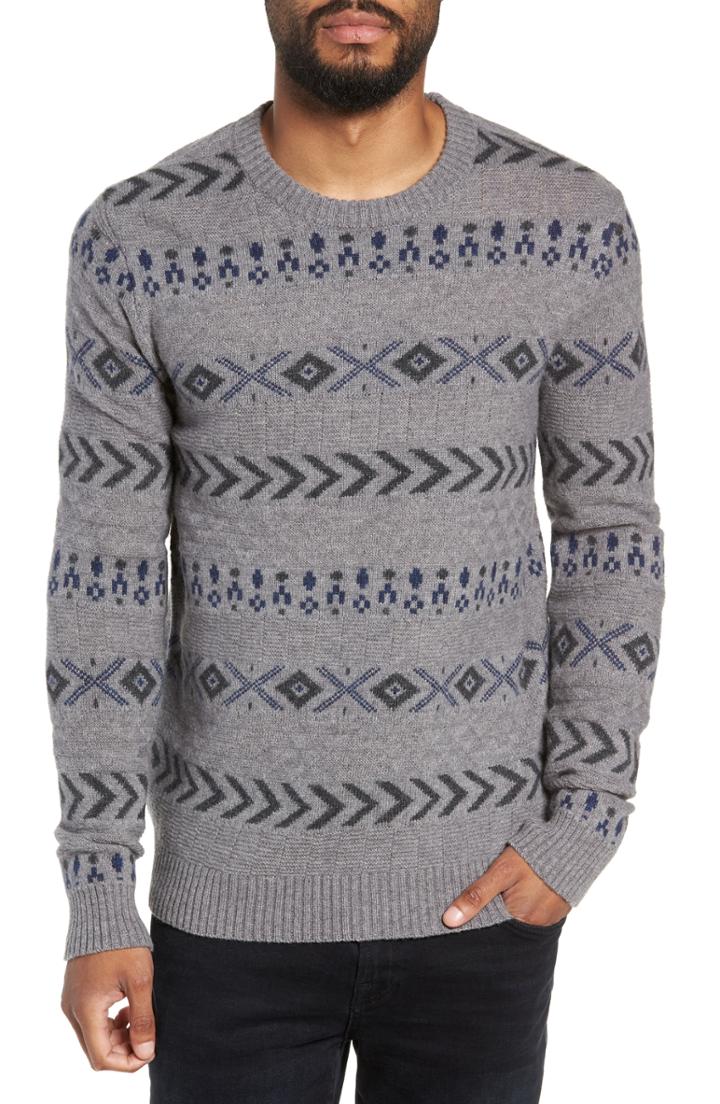 Men's Selected Homme New Monrad Regular Fit Crewneck Sweater, Size - Grey