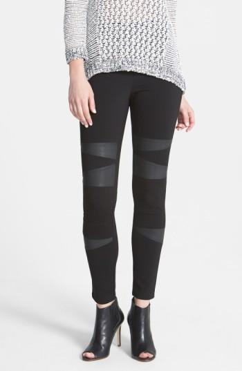 Women's Two By Vince Camuto Faux Leather Trim Moto Leggings - Black