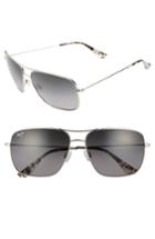 Women's Maui Jim Cook Pines 63mm Polarized Titanium Aviator Sunglasses - Silver/ Neutral Grey