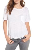 Women's Rails Billie Pompom Trim Linen Blend Tee - White