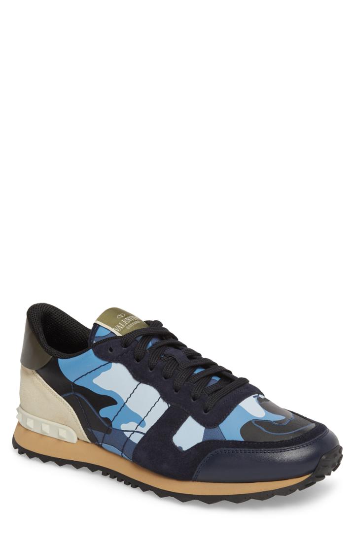 Men's Valentino Garavani Camo Rockrunner Sneaker Us / 46eu - Blue