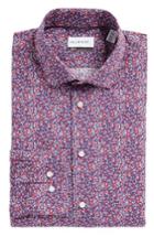 Men's Calibrate Trim Fit Floral Dress Shirt .5 32/33 - Red