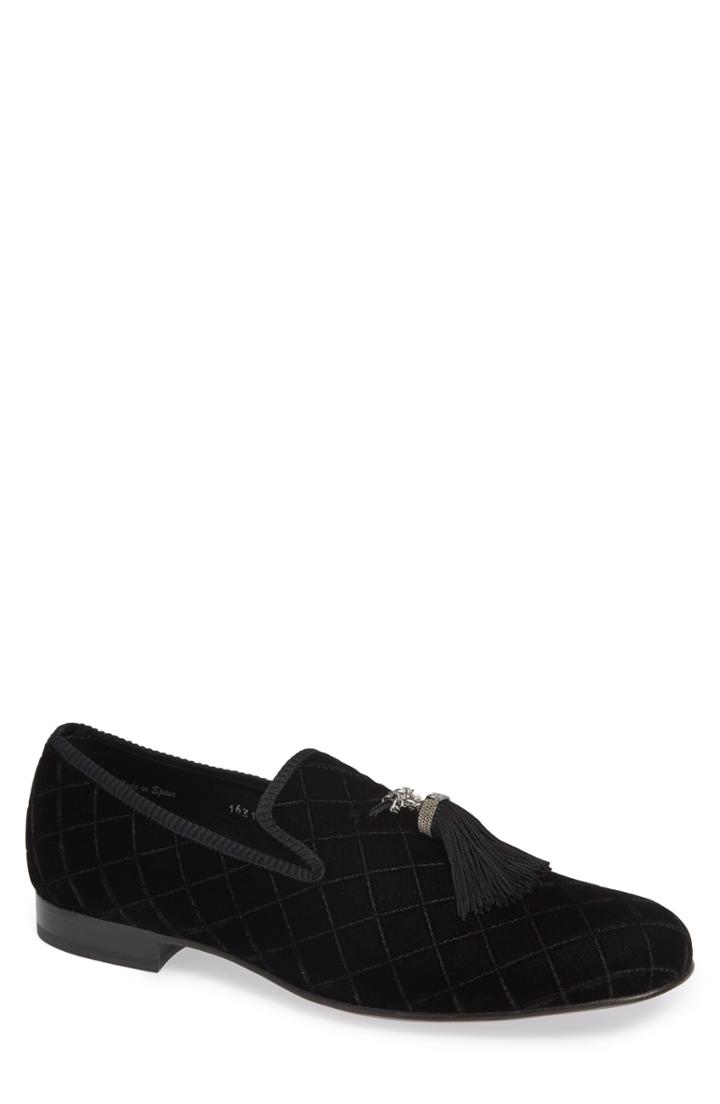 Men's Mezlan Quilted Tassel Loafer .5 M - Black