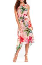 Women's Wallis Floral Burst Handkerchief Dress Us / 8 Uk - Pink