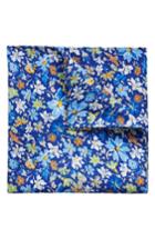 Men's Eton Floral Silk Pocket Square, Size - Blue