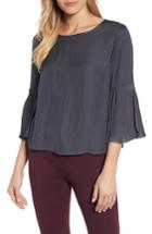 Women's Vince Camuto Hammer Satin Bell Sleeve Blouse - Grey