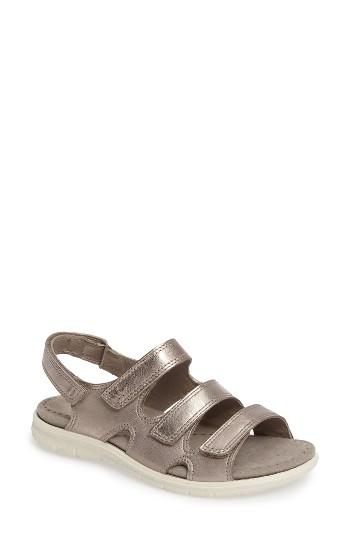 Women's Ecco 'babette' Leather Sandal -7.5us / 38eu - Beige