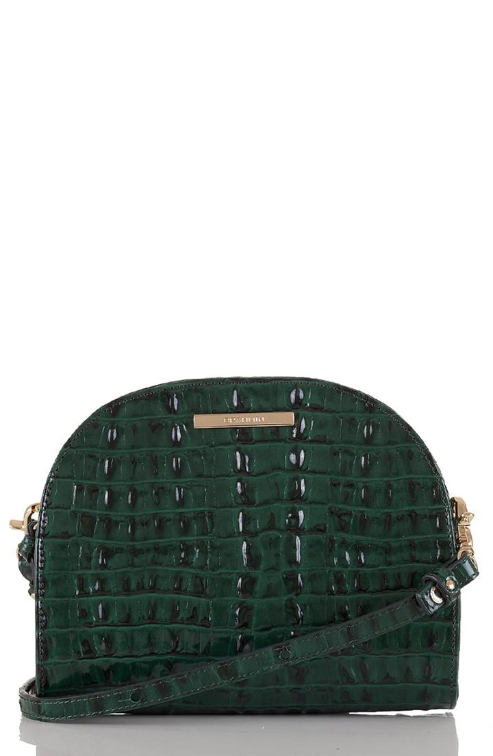 Brahmin Leah Croc Embossed Leather Crossbody Bag - Green